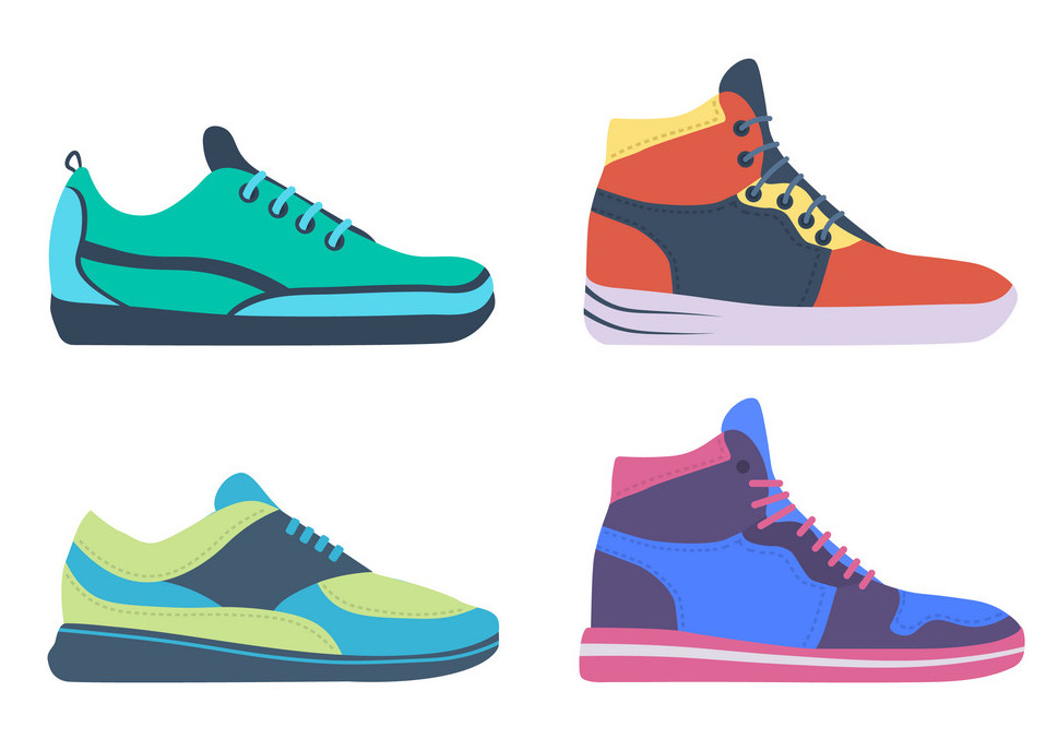 sportwear sneakers shoes footwear in flat style vector 43417131 1